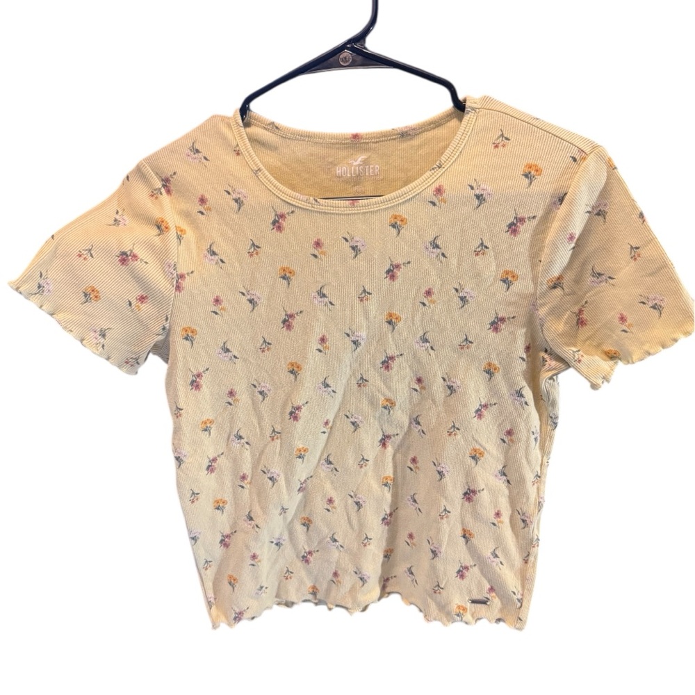 Hollister Yellow Floral Crop Top-Medium
